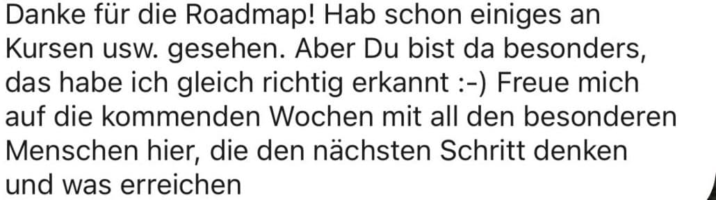 Kommentar eines Members zur Roadmap und zu den Menschen in der Community.